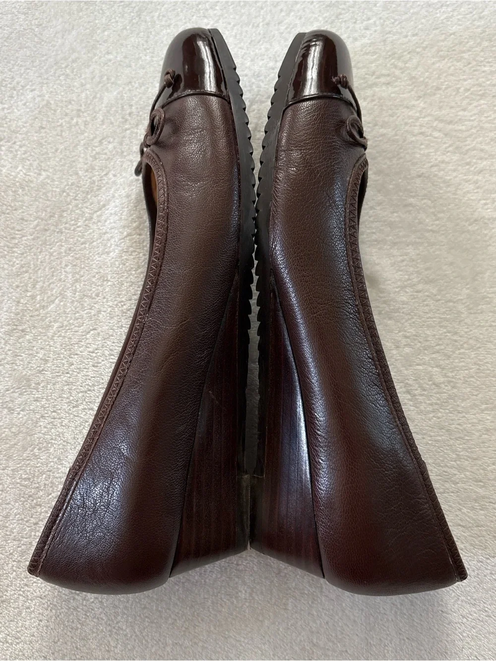 Vintage Y2K Trotters Brown Leather Wedge Pump Ballet Shoes W8